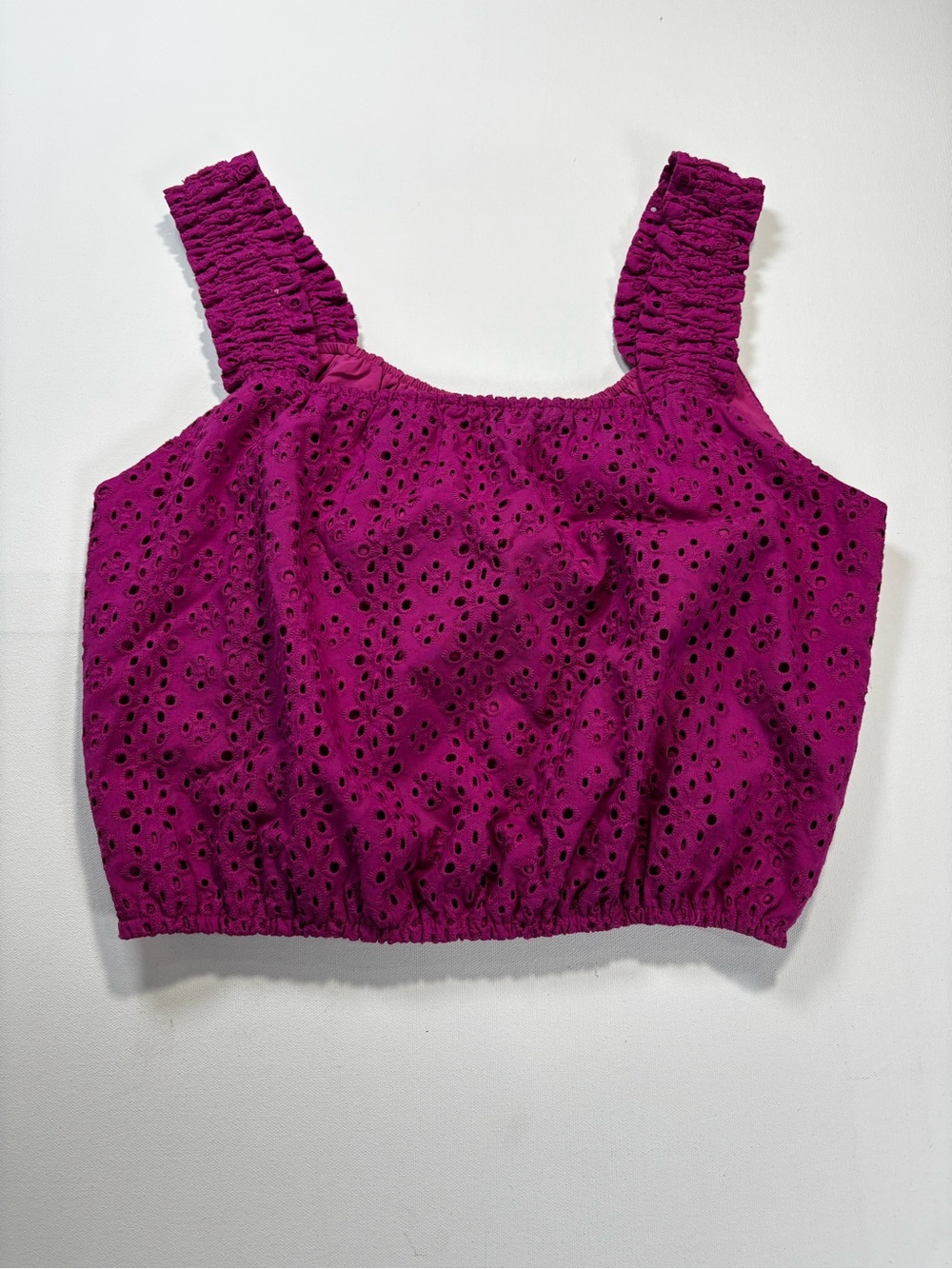 Leyden Eyelet Crop Tank Top in Magenta-Purple